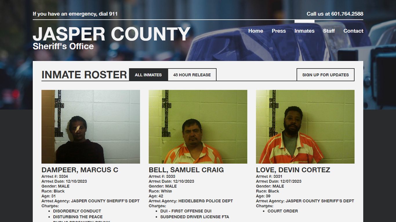 Inmate Roster | Jasper SO